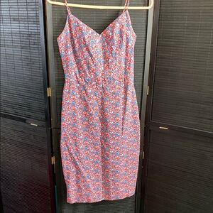 J. Crew Blue and Red Floral Liberty Print Spaghetti Strap Sundress